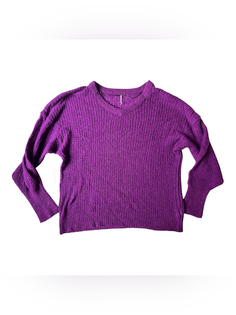 FREE PEOPLE PURPLE ACRYLIC WOOL BLEND V BECK SWEATER WOMENS XL